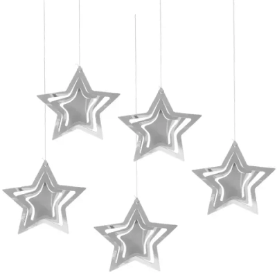 Подвесное украшение «Праздничная атмосфера» 19 см , (5 штук), серебро