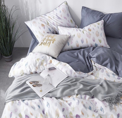 Постельное белье ЕВРО (двуспалка) Египедский Хлопок Краски на белом