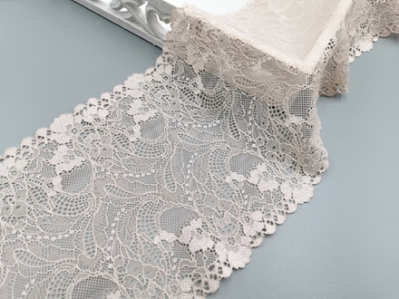 Эластичное кружево, 17см, серебристый пион, (Артикул: EK-1021.P), м