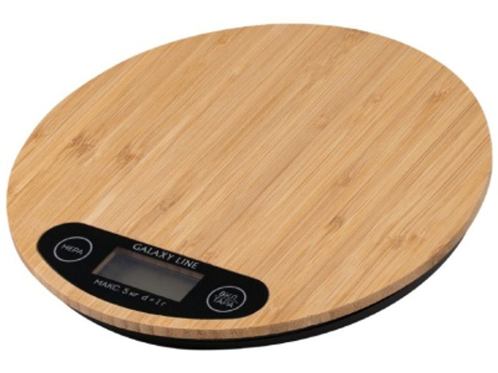 Весы кухонные электронные GALAXY LINE GL 2813 максимальная нагрузка 5кг бамбуковая платформа