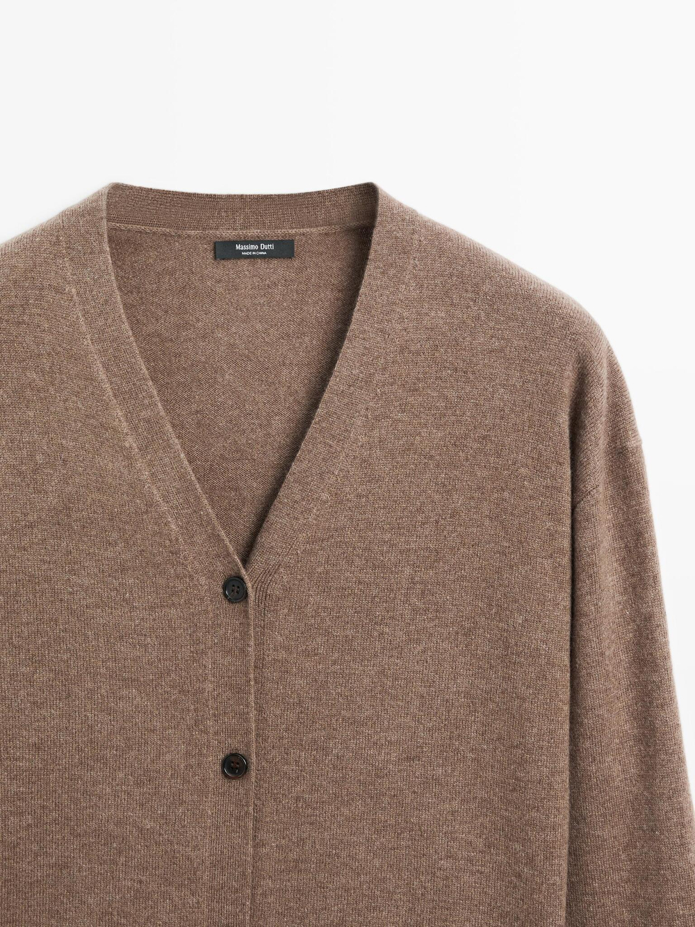 Massimo Dutti Кардиган из смесовой шерсти с V-образным вырезом, карамельный