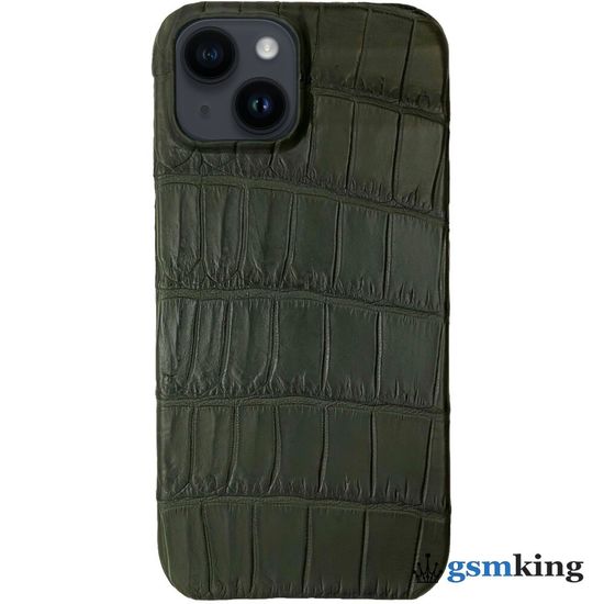 Leather Case for iPhone 14 Plus Croco Green (Зелёный крокодил)