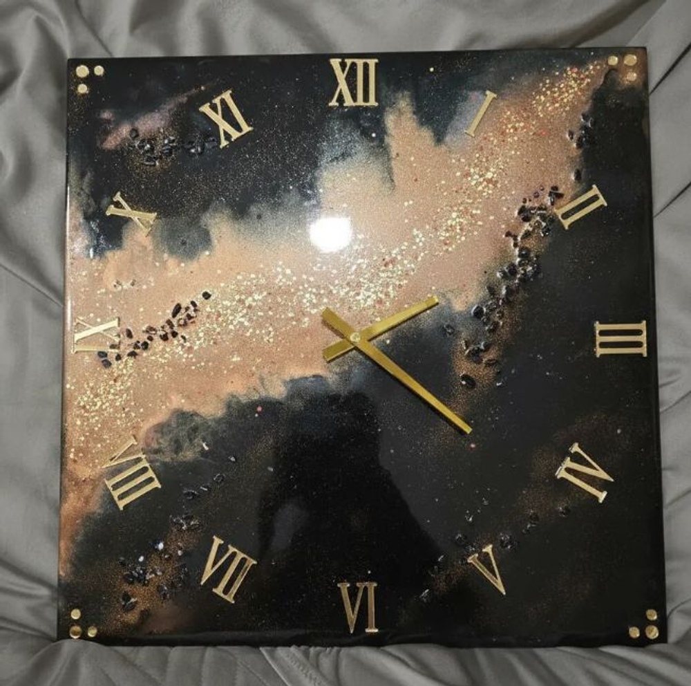 Настенные часы-картина из эпоксидной смолы ручная работа