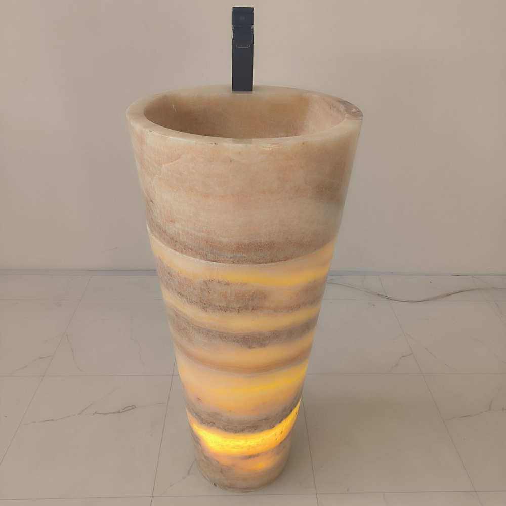 Раковина напольная из оникса Yellow 40x40x90 см.