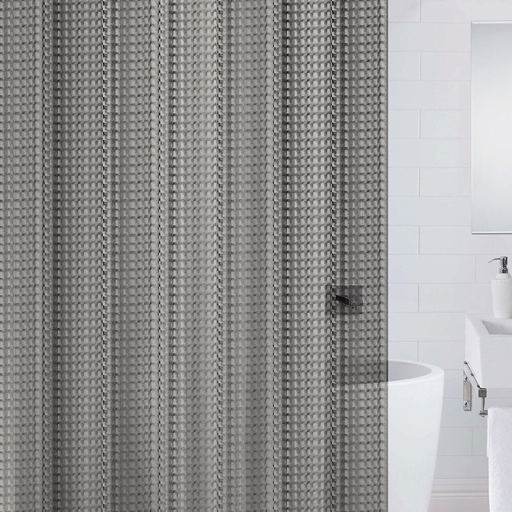 Штора для ванной 3D серый 180*180см, EVA