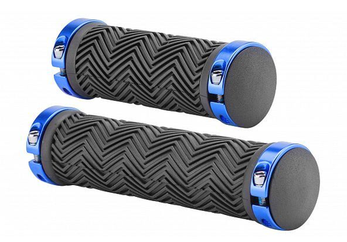 Грипсы XH-G125BL 90 и 130 мм чёрные, синие кольца, в инд. упаковке, арт. 150225 (10216170/010821/0228802, Китай)