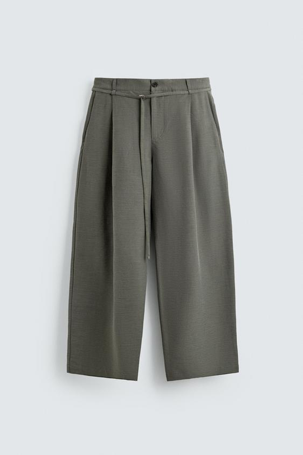 ZARA БРЮКИ BALLOON FIT С ЗАЩИПАМИ И ПОЯСОМ, АНТРАЦИТОВО-СЕРЫЙ