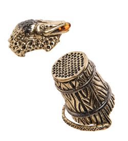 AM-1140 Наперсток «Щука в ведре» (латунь, янтарь)