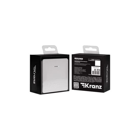 Выключатель ROUND 1 кл перекрестный (переключатель) с подсветкой 10А с/у перламутр KRANZ