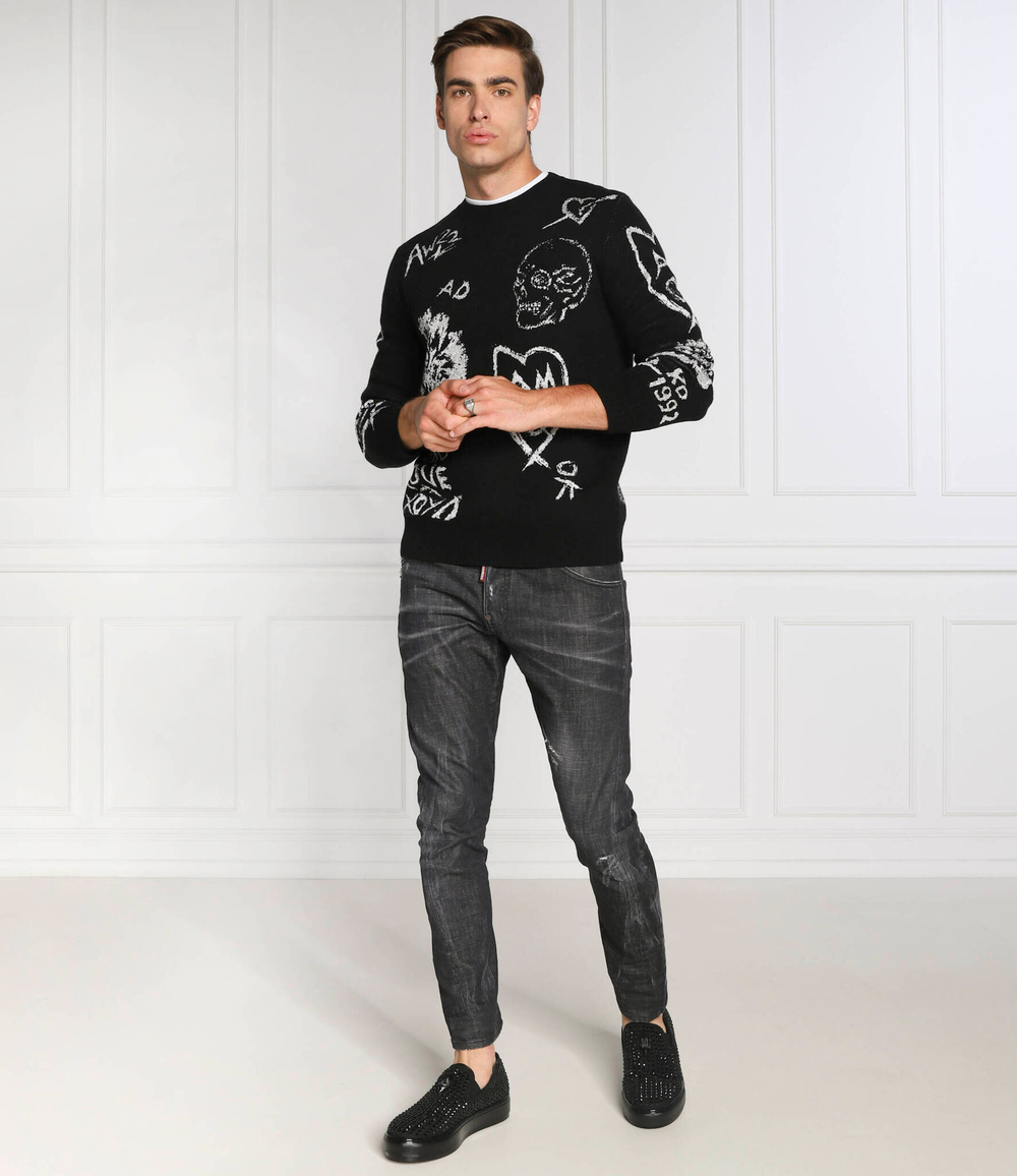 Хлопковый свитер Alexander McQueen - черный(712789 Q1XGA)