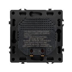 Механизм розетки с быстрой USB зарядкой SCT-NOBE-MUAC-SFPL-FC-GR (65W, QC3) (Arlight, -) 054319