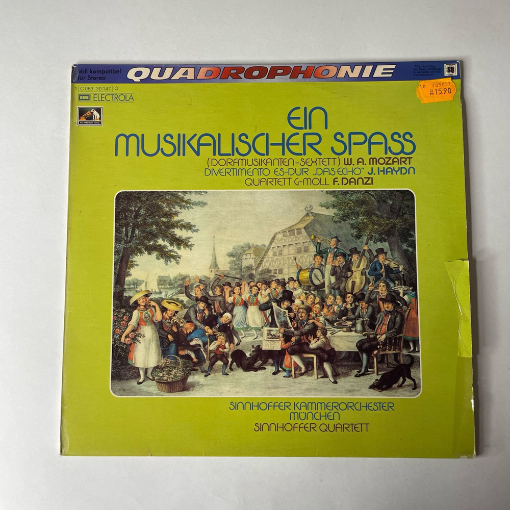 Винтажная виниловая пластинка LP W. A. Mozart Моцарт, J. Haydn Гайдн, F. Danzi Ф. Данци, Ein Musikalischer Spass Музыкальная Шутка (Германия 1974)