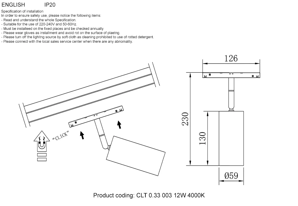 Светильник трековый магнитный Crystal Lux CLT 0.33 003 12W WH 4000K