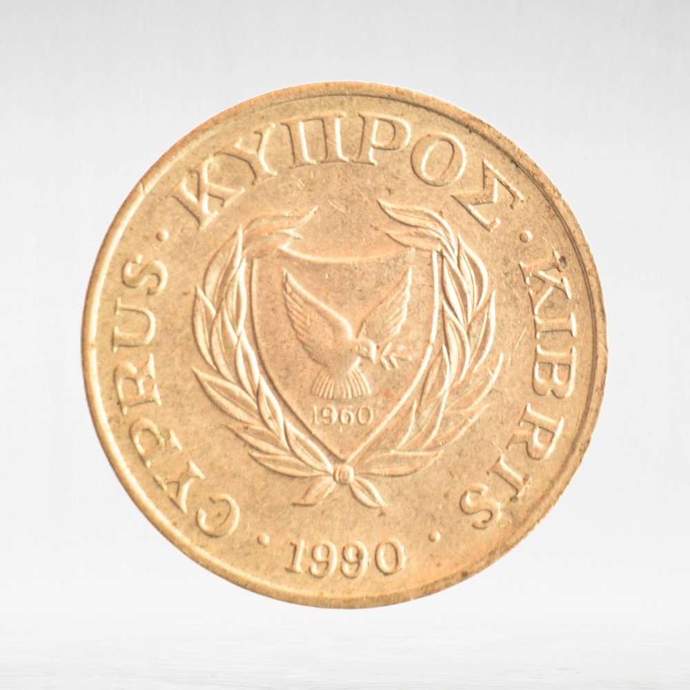 Cyprus, 2 Cents (Type 1 Coat of Arms), 1990, XF