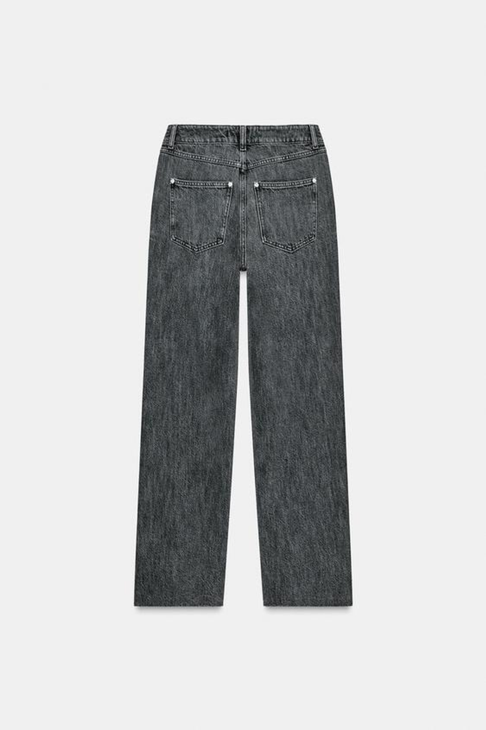 ZARA ДЖИНСЫ Z.09 STRAIGHT С ВЫСОКОЙ ПОСАДКОЙ И ПЕРЕКРЕСТНЫМ ПОЯСОМ, ТЕМНО-СЕРЫЙ