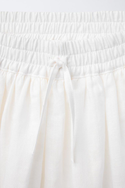 ZARA ЮБКА-ШОРТЫ ИЗ СМЕСОВОГО ЛЬНА С ВОЛНИСТОЙ КРОМКОЙ, СВЕТЛЫЙ ЭКРЮ