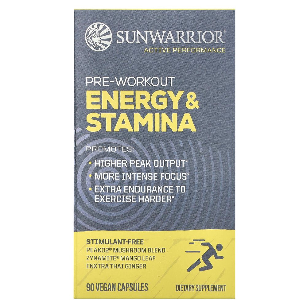 Sunwarrior, Перед тренировкой, для повышения энергии и выносливости, 90 веганских капсул