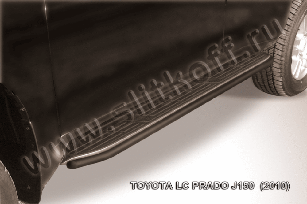 Пороги стальные Toyota Land Cruiser Prado J150 (2009-2013) d42 труба (серебристые)