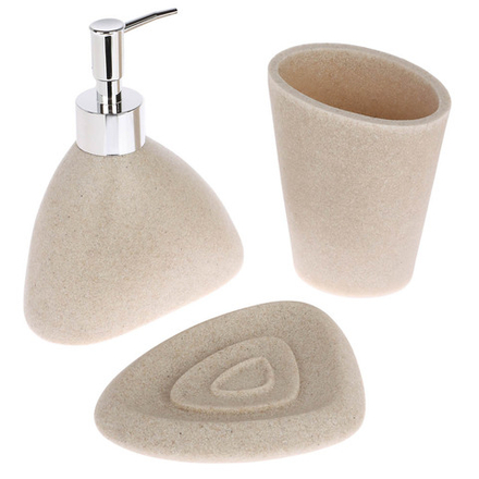 Стакан для ванной комнаты тм VETTA Дюна, смола (полирезин), бежевый, 10x7x11,5см