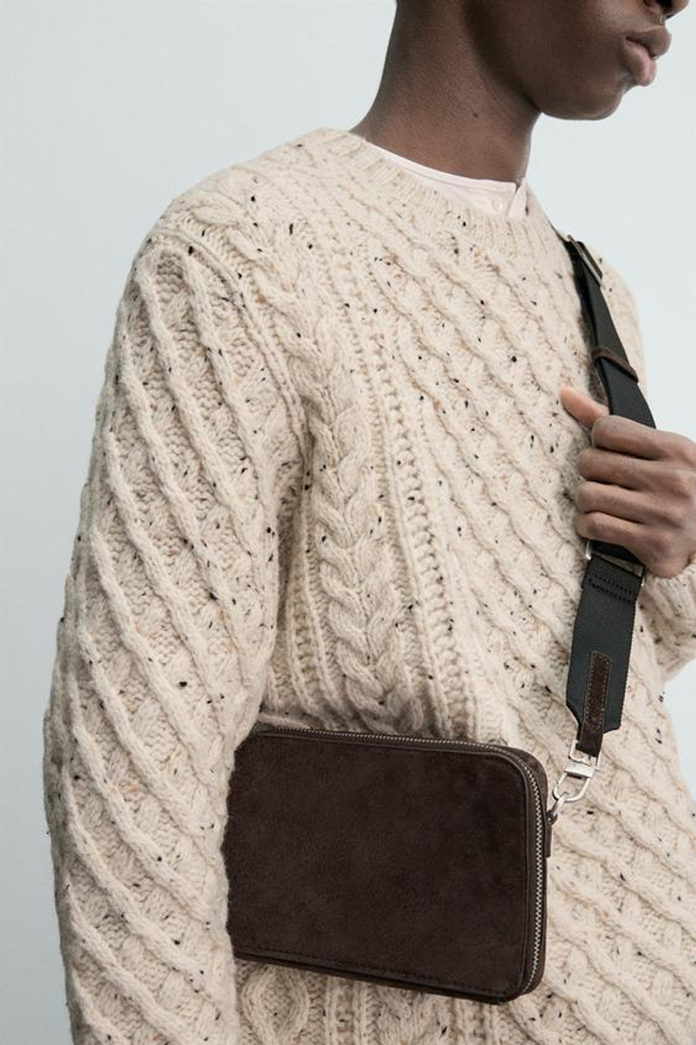 ZARA КОЖАНАЯ СУМКА С ПЛЕЧЕВЫМ РЕМНЕМ, КОРИЧНЕВЫЙ