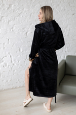 Халат махровый домашний с капюшоном теплый