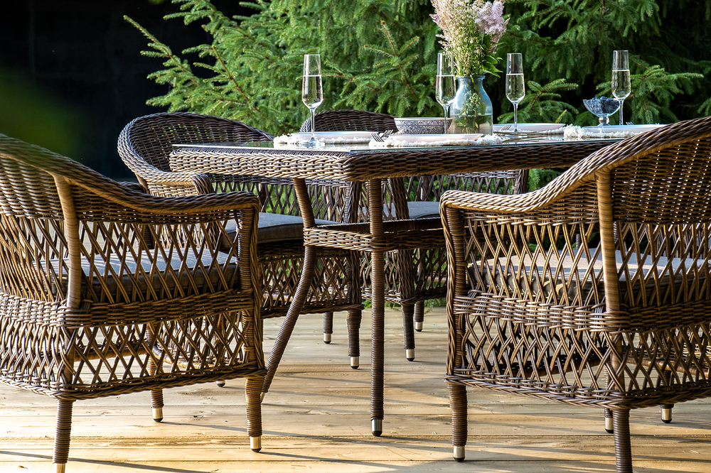 "Амароне" обеденная группа из искусственного ротанга на 6 персон, цвет коричневый