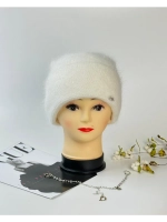 шапка зимняя вязаная ангора с пайетками