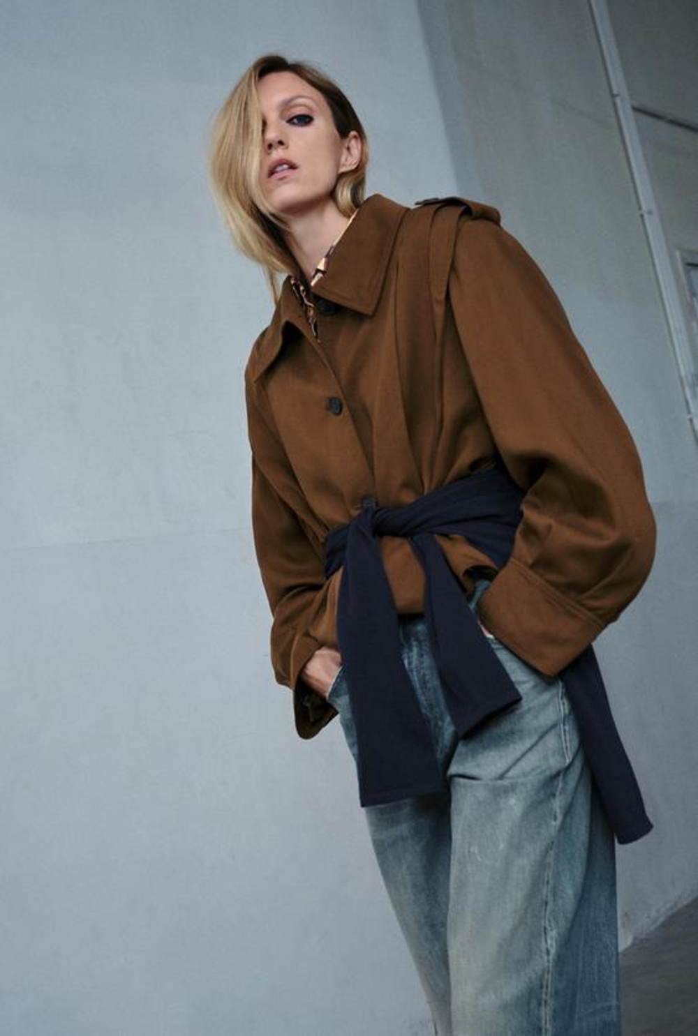 ZARA ДЖИНСЫ BAGGY СО СРЕДНЕЙ ПОСАДКОЙ — ZW COLLECTION, СИНИЙ