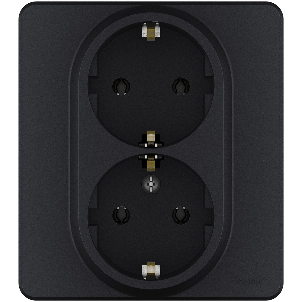 Розетка двойная с заземлением без шторок в сборе 16А 250В антрацит Inspiria Legrand