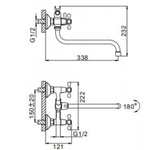 Смеситель для ванны, Frap, с кран-буксой, хром, F2227-2