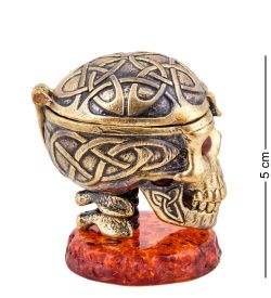 Народные промыслы AM-3783 Шкатулка «Череп» (латунь, янтарь)