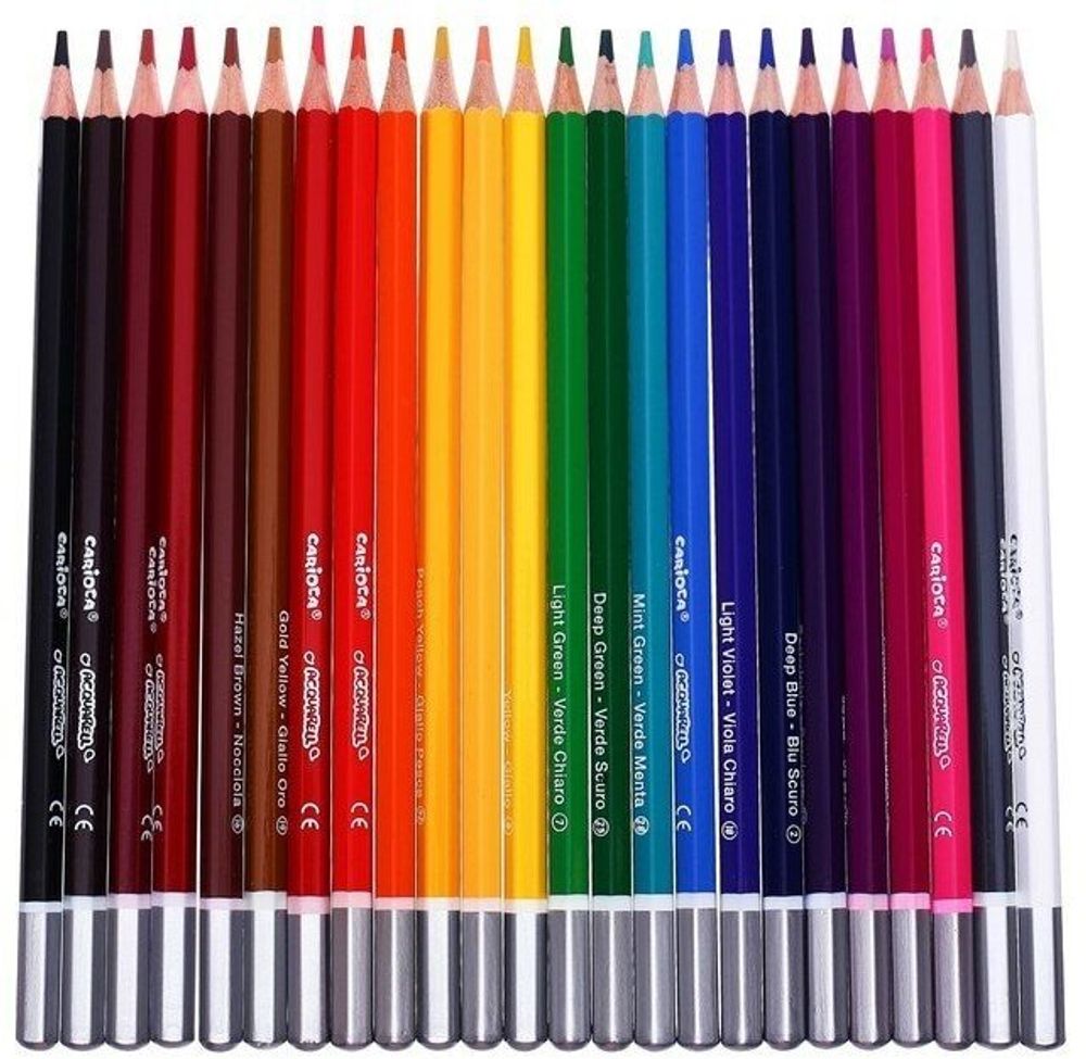 Карандаши цветные акварельные CARIOCA "Acquarell", 24 цвета, шестигранные, заточенные, 42858