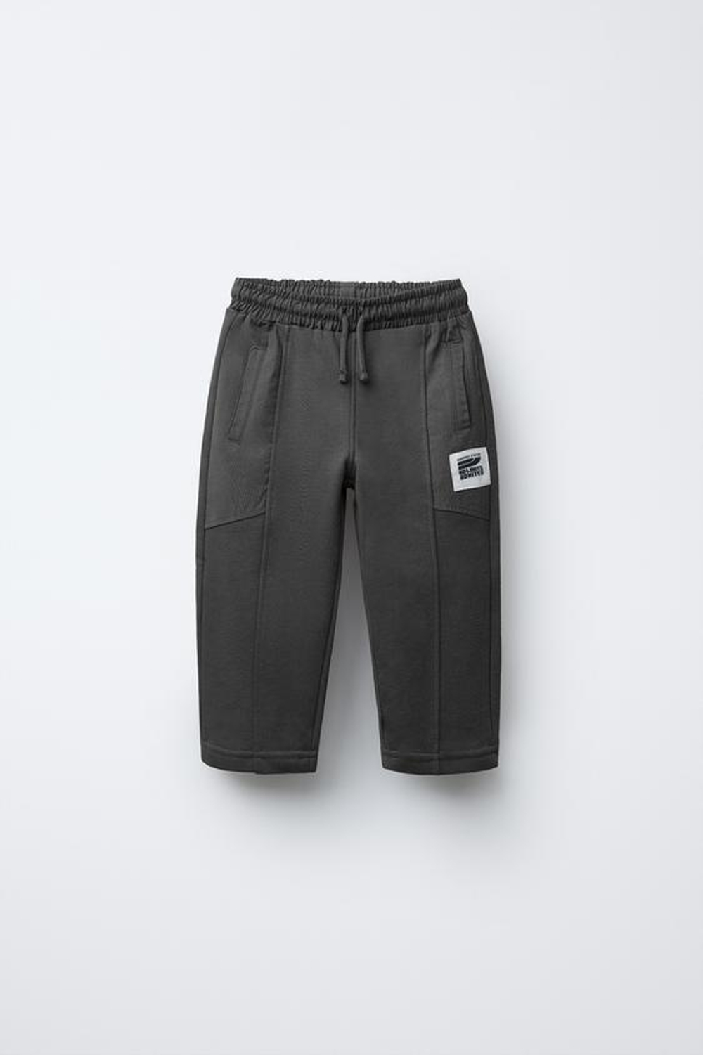 ZARA БРЮКИ С КОНТРАСТНЫМИ ДЕТАЛЯМИ И НАШИВКОЙ, АНТРАЦИТОВО-СЕРЫЙ