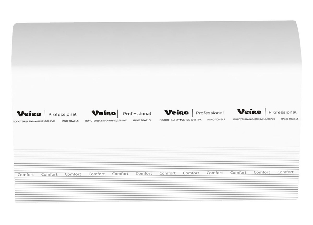Полотенца бумажные листовые Veiro Professional Comfort, 2-слойные, Z-сложения, белые, 200 листов в упаковке
