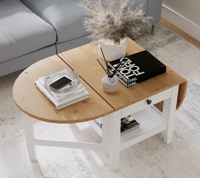 Журнальный стол с ящиком ВУХТЫМ (АРКЕЛЬСТОРП), 140х65х52 см, белый/светло-коричневый