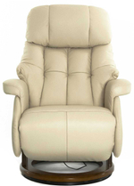 Кресло реклайнер Relax Lux Electro S16099RWB, натуральная кожа кремовая (061), основание дерево темный орех (029)