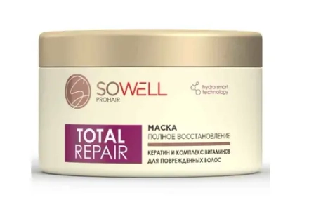 Восстанав. маска д/поврежд., секущ. волос "SoWell" Total Repair особ. уход 400мл, блок 6 шт.