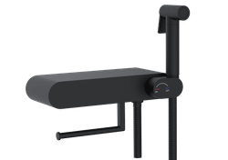 Смеситель с полочкой и держателем туалетной бумаги, с гигиеническим душем - RGW SP-222B, черный