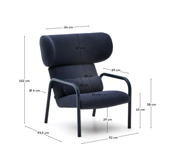 Кресло Inari синее из стали и полиэстра