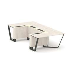 Steel Meet Стол переговорный П-образный KMK-PR.B.SP-07P Денвер Светлый/Ваниль Глянец/Металл Антрацит