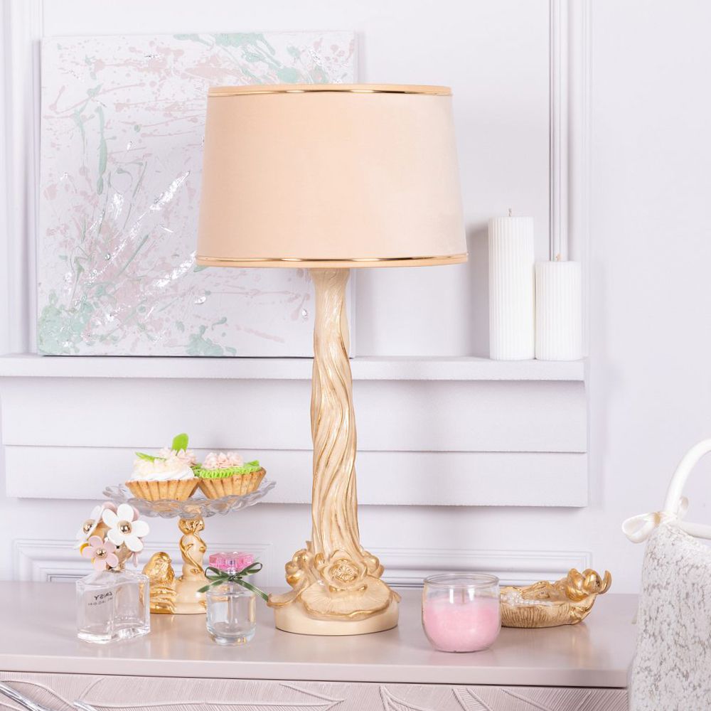 Настольная лампа Нимфея Айвори с абажуром Конфети Айвори