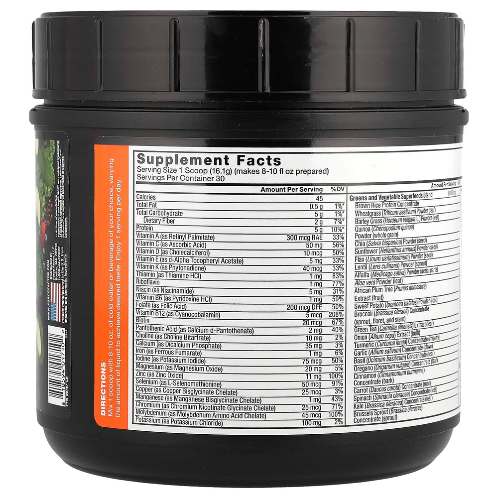 Force Factor, Smarter Greens ™, суперфуды + энергетический порошок, лимон и лайм, 483 г (17 унций)