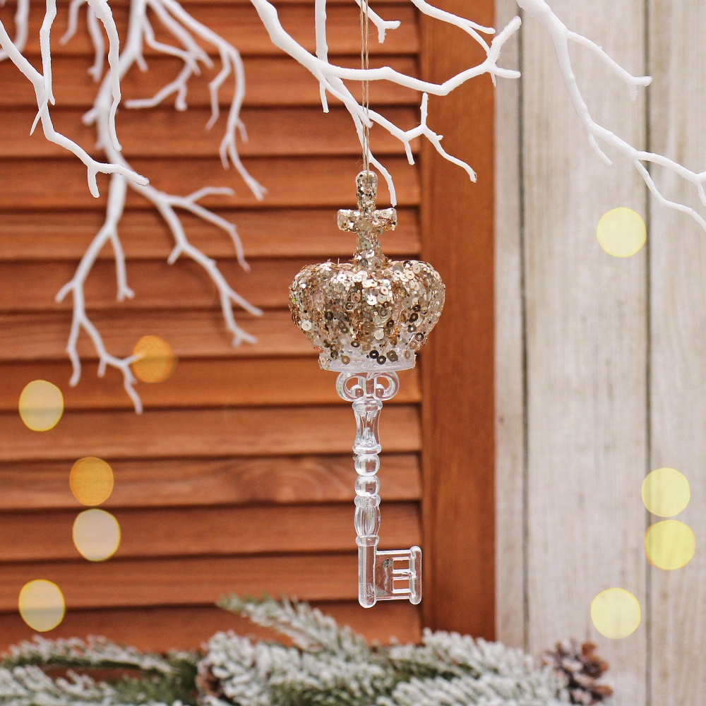 Подвеска «Ключ от дворца» 15 см, Белый/Золотой блеск