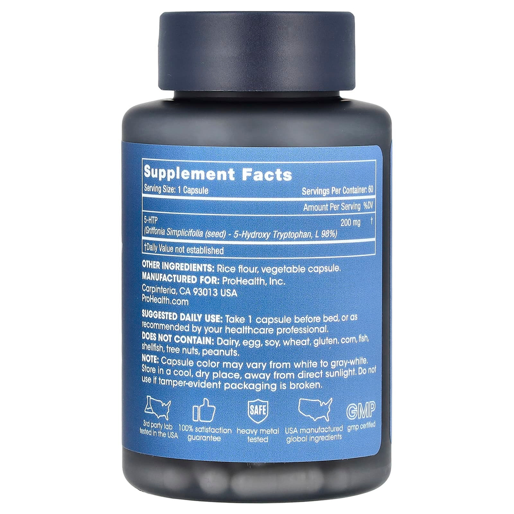 ProHealth Longevity, 5-HTP, повышенная сила действия, 200 мг, 60 капсул