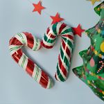 Шар (12''/30 см) Мини-фигура, Леденец трость, Красный/Зеленый, 1 шт.