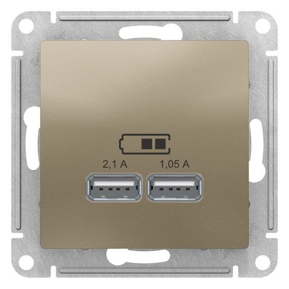 Розетка USB Systeme Electric ATLASDESIGN двойная 2100мА шампань 38176