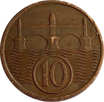 10 геллеров 1922-1938 Чехословакия