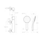 Смеситель для душа с душевым комплектом TZAR 340801DNC никель