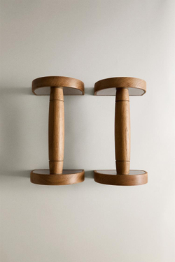 ZARA HOME НАБОР ДУБОВЫХ БРУСЬЕВ ДЛЯ ОТЖИМАНИЙ (2 ШТ.), СЕРЕБРО