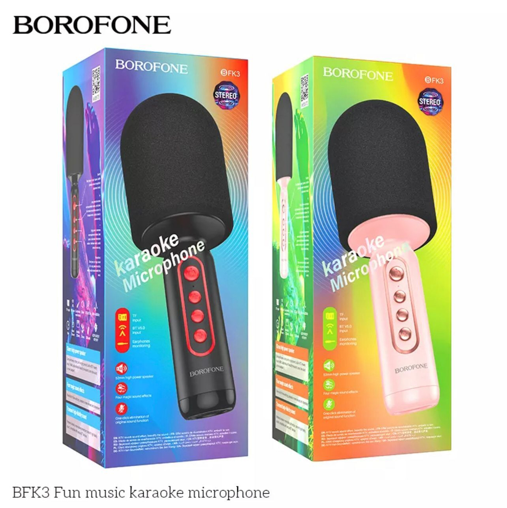 Беспроводной караоке микрофон BOROFONE BFK3 Fun (черный)